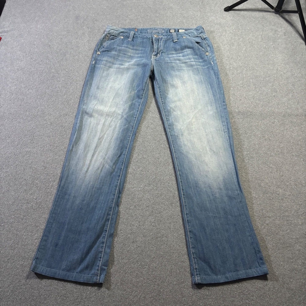 Miss Me Wide Leg Jeans Womens 30 Blue Y2K Flap Pocket JS4480W9